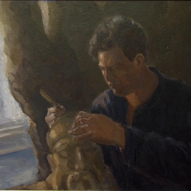 Dirbančio skulptoriaus D. Jakersono portretas. E. Kabiščer-Jakerson. 1920 m. pab. – 1930 m. pr.