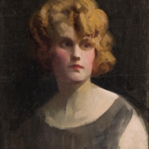 ZKM-10707; D-204 M. Šileikis „Moters portretas“. Drobė, aliejus. Išm: 50,7×40,7 cm