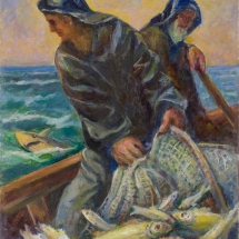 ZKM-12800; D-236 M. Šileikis „Žvejas“. Drobė, aliejus. Išm: 76,0×60,7 cm